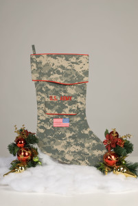 U.S. Army Christmas stocking crafted in the ACU fabric.